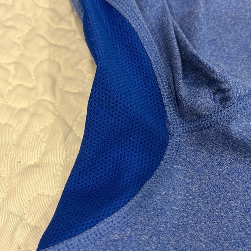 Nike 1/4 zip long sleeve dri fit running shirt heather blue w/curved hem XL - Picture 3 of 5